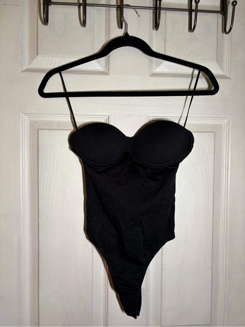 Black Strapless Bustier Bodysuit with Back Zipper